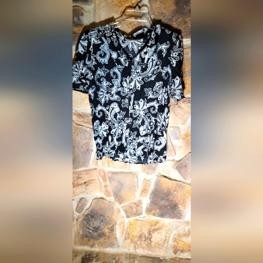 Vintage Austin Hill black and white button-down
